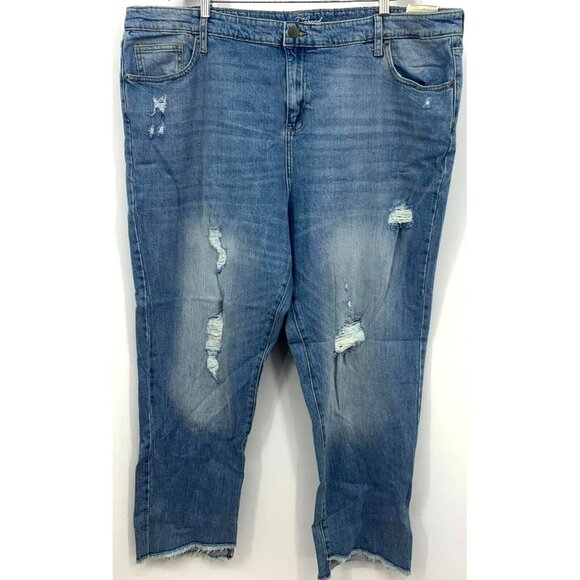 Universal Thread Denim Jeans 24 24W Blue Straight Distressed Stretch Women New - Picture 1 of 8